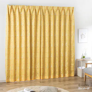 ディズニー 裏地付きカーテン ベル 100×200cm 2枚組 洗濯OK 遮光率 99.37%【別送品】