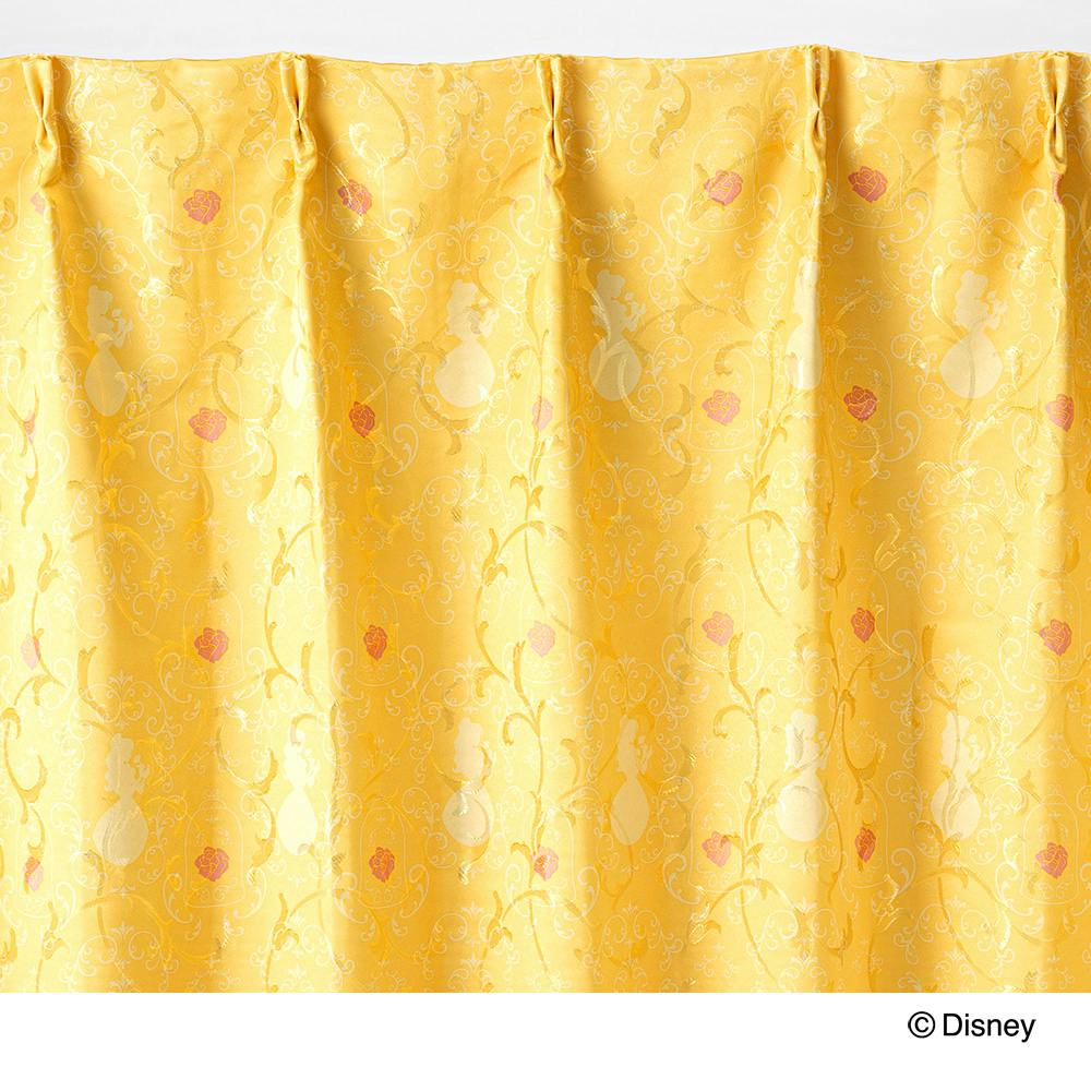 ディズニー 裏地付きカーテン ベル 100×210cm 2枚組 洗濯OK 遮光率
