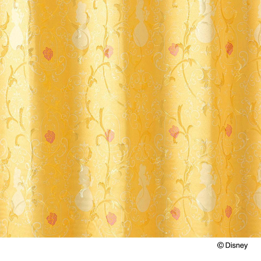 ディズニー 裏地付きカーテン ベル 100×230cm 2枚組 洗濯OK 遮光