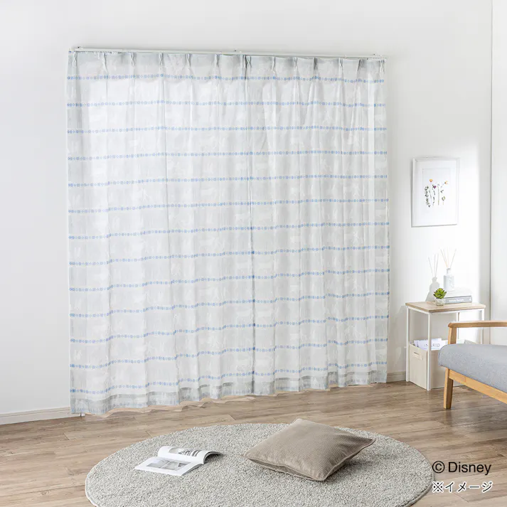 ディズニー レースカーテン アナ&エルサ 100×108cm 2枚組 洗濯OK【別送品】
