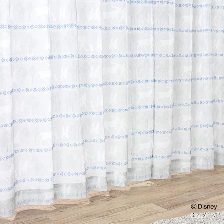 ディズニー レースカーテン アナ&エルサ 100×108cm 2枚組 洗濯OK【別送品】
