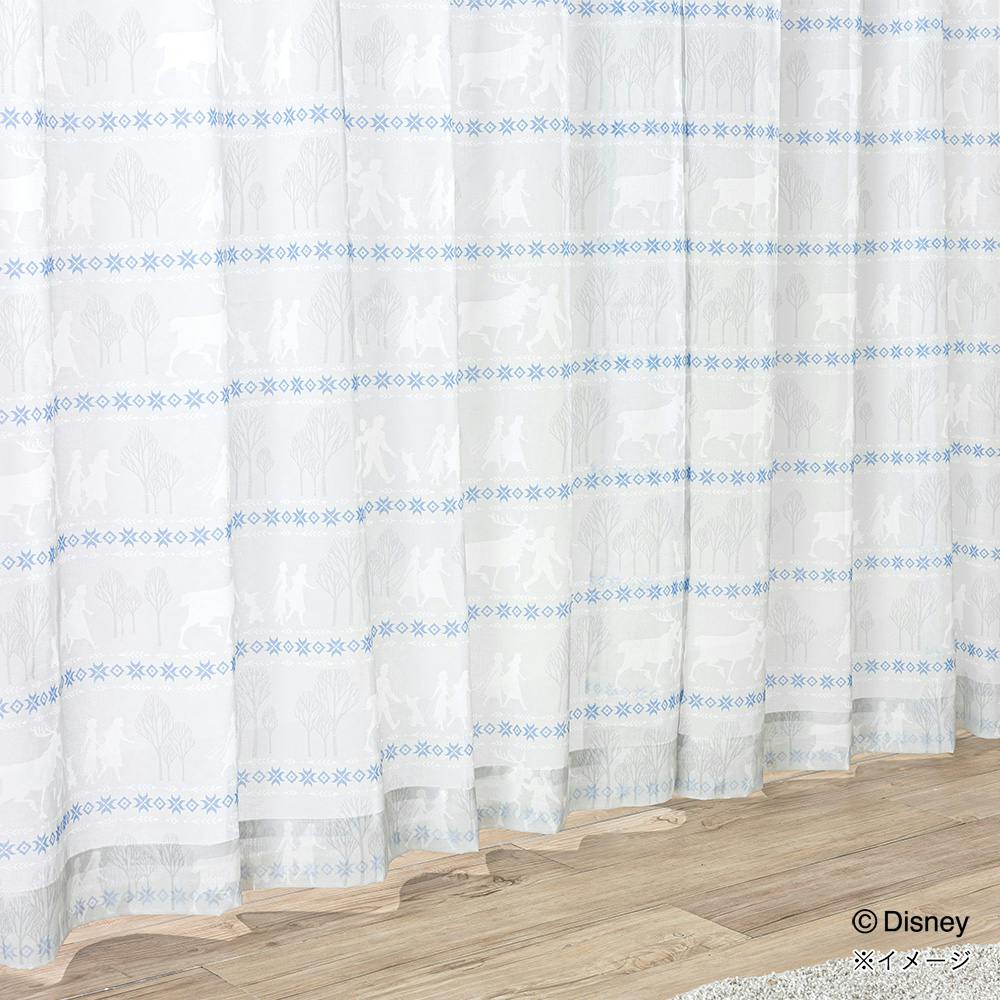 ディズニー レースカーテン アナ＆エルサ 100×133cm 2枚組 洗濯OK