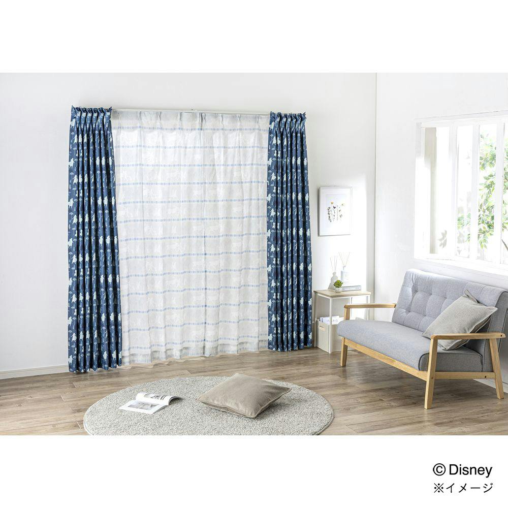 ディズニー レースカーテン アナ＆エルサ 100×228cm 2枚組 洗濯OK