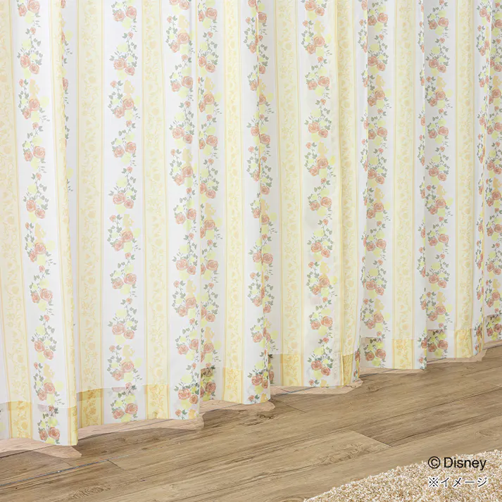 ディズニー レースカーテン ベル 100×108cm 2枚組 洗濯OK UVカット率 82.0%【別送品】
