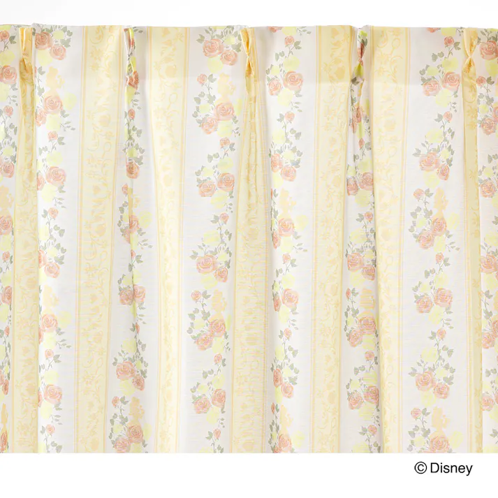 ディズニー レースカーテン ベル 100×108cm 2枚組 洗濯OK UVカット率 82.0%【別送品】