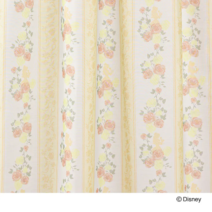 ディズニー レースカーテン ベル 100×108cm 2枚組 洗濯OK UVカット率 82.0%【別送品】