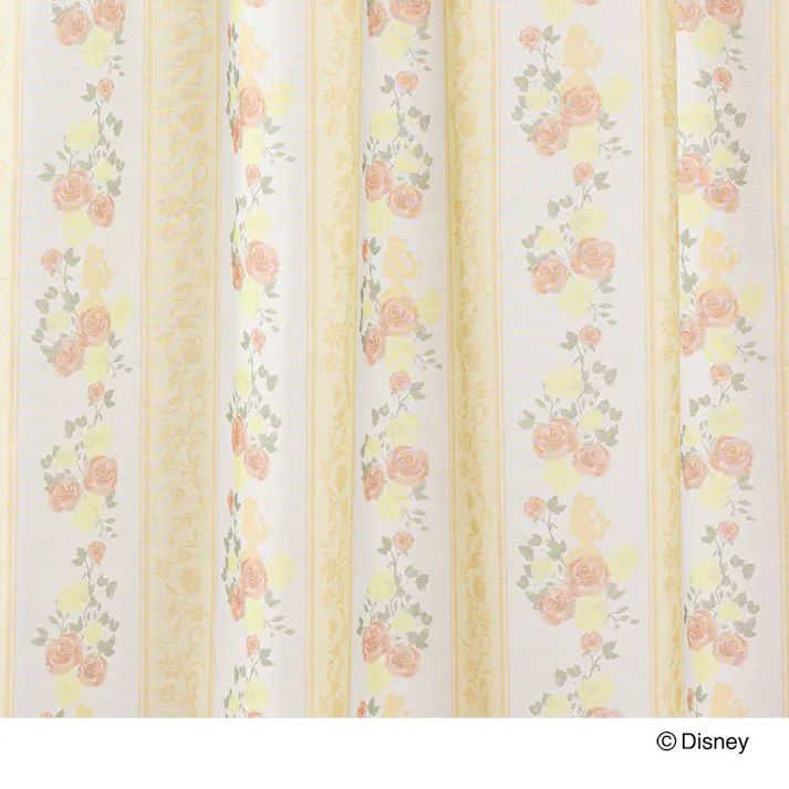 ディズニー レースカーテン ベル 100×133cm 2枚組 洗濯OK UVカット率 82.0%【別送品】