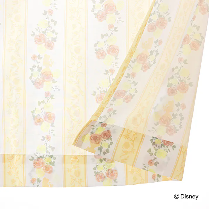 ディズニー レースカーテン ベル 100×198cm 2枚組 洗濯OK UVカット率 82.0%【別送品】