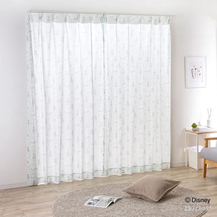 ディズニー レースカーテン ジャスミン 100×133cm 2枚組 洗濯OK UVカット率 83.0%【別送品】