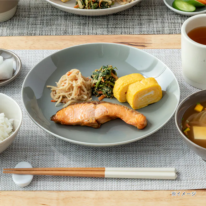 軽スタ 軽量磁器食器 プレート クールグレー 22cm
