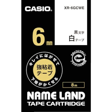 【CAINZ-DASH】カシオ計算機 ネームランド専用カートリッジ　６ｍｍ　白テープ／黒文字 XR-6GCWE【別送品】