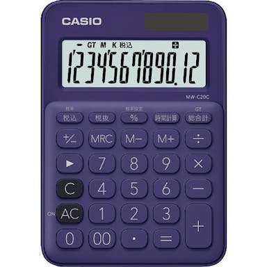 【CAINZ-DASH】カシオ計算機 カシオミニジャスト型カラフル電卓　パープル MW-C20C-PL--N【別送品】