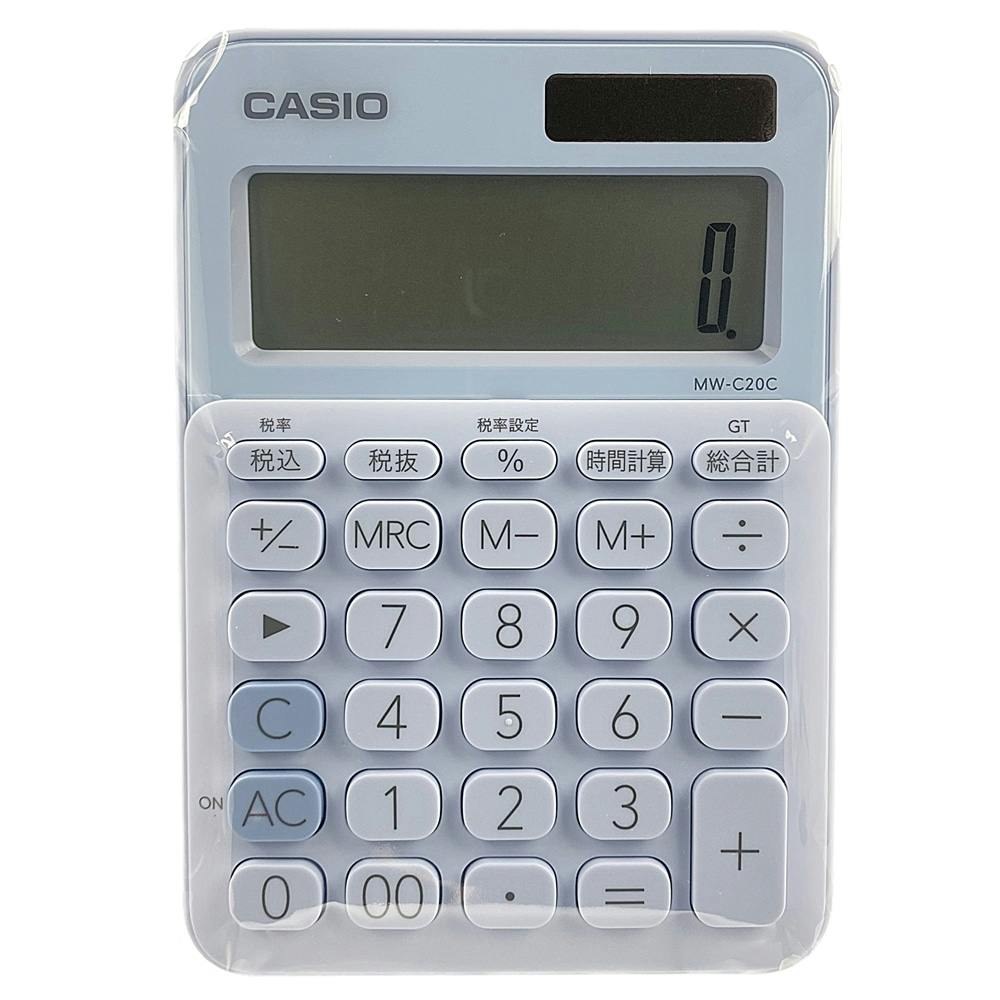 好きに カシオ MW-C20C-PK-N ペールピンク カラフル電卓 12桁 ミニジャストタイプ