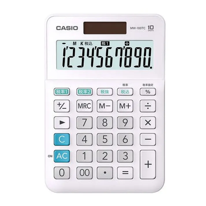 カシオ W税率電卓 MW-100TC-WE-N