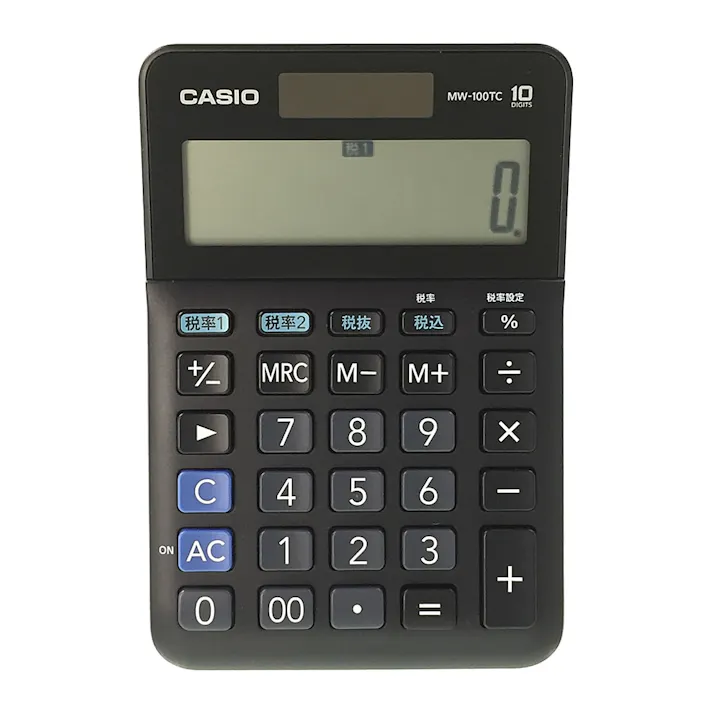 カシオ W税率電卓 MW-100TC-BK-N