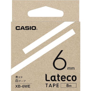 【CAINZ-DASH】カシオ計算機 ラテコ（Ｌａｔｅｃｏ）専用詰め替えテープ　６ｍｍ　白テープに黒文字 XB6WE【別送品】
