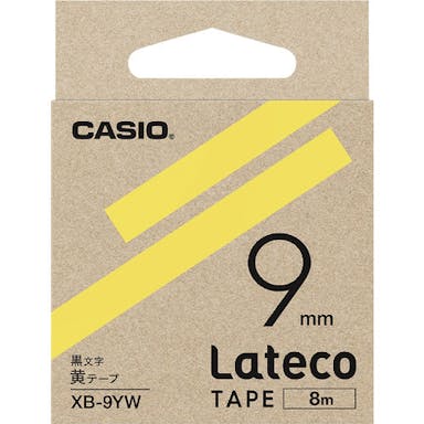 【CAINZ-DASH】カシオ計算機 ラテコ（Ｌａｔｅｃｏ）専用詰め替えテープ　９ｍｍ　黄テープに黒文字 XB9YW【別送品】