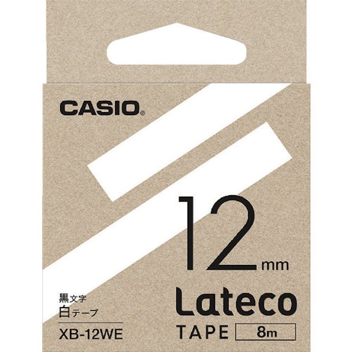 【CAINZ-DASH】カシオ計算機 ラテコ（Ｌａｔｅｃｏ）専用詰め替えテープ　１２ｍｍ　白テープに黒文字 XB12WE【別送品】