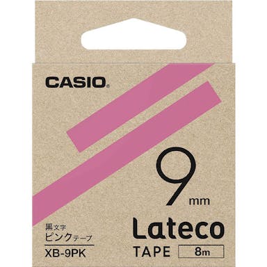 【CAINZ-DASH】カシオ計算機 ラテコ（Ｌａｔｅｃｏ）専用詰め替えテープ　９ｍｍ　ピンクテープに黒文字 XB9PK【別送品】