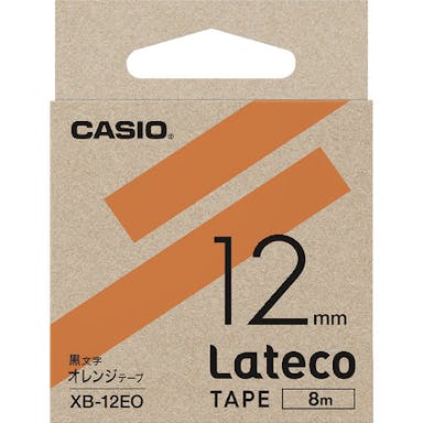 【CAINZ-DASH】カシオ計算機 ラテコ（Ｌａｔｅｃｏ）専用詰め替えテープ　１２ｍｍ　オレンジテープに黒文字 XB12EO【別送品】