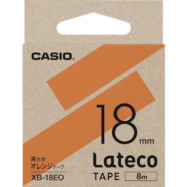 【CAINZ-DASH】カシオ計算機 ラテコ（Ｌａｔｅｃｏ）専用詰め替えテープ　１８ｍｍ　オレンジテープに黒文字 XB18EO【別送品】
