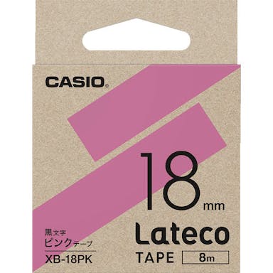 【CAINZ-DASH】カシオ計算機 ラテコ（Ｌａｔｅｃｏ）専用詰め替えテープ　１８ｍｍ　ピンクテープに黒文字 XB18PK【別送品】