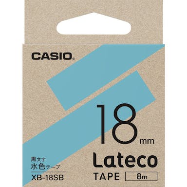【CAINZ-DASH】カシオ計算機 ラテコ（Ｌａｔｅｃｏ）専用詰め替えテープ　１８ｍｍ　水色テープに黒文字 XB18SB【別送品】
