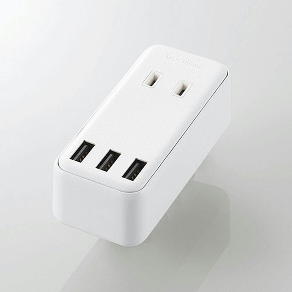 エレコム モバイルUSBタップ (直差し/2口+3ポート) MOT-U08-23WH 電源ケーブル・延長コード エレコム モバイルUSBタップ (直差し/2口+3ポート) MOT-U08-23WH 電源ケーブル・延長コード