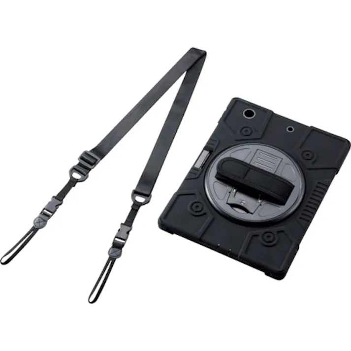 【CAINZ-DASH】エレコム iPad 10.2 2019用フルプロテクトケース ショルダーベルト付 スタンド付 ブラック TB-A19RHVHBK【別送品】