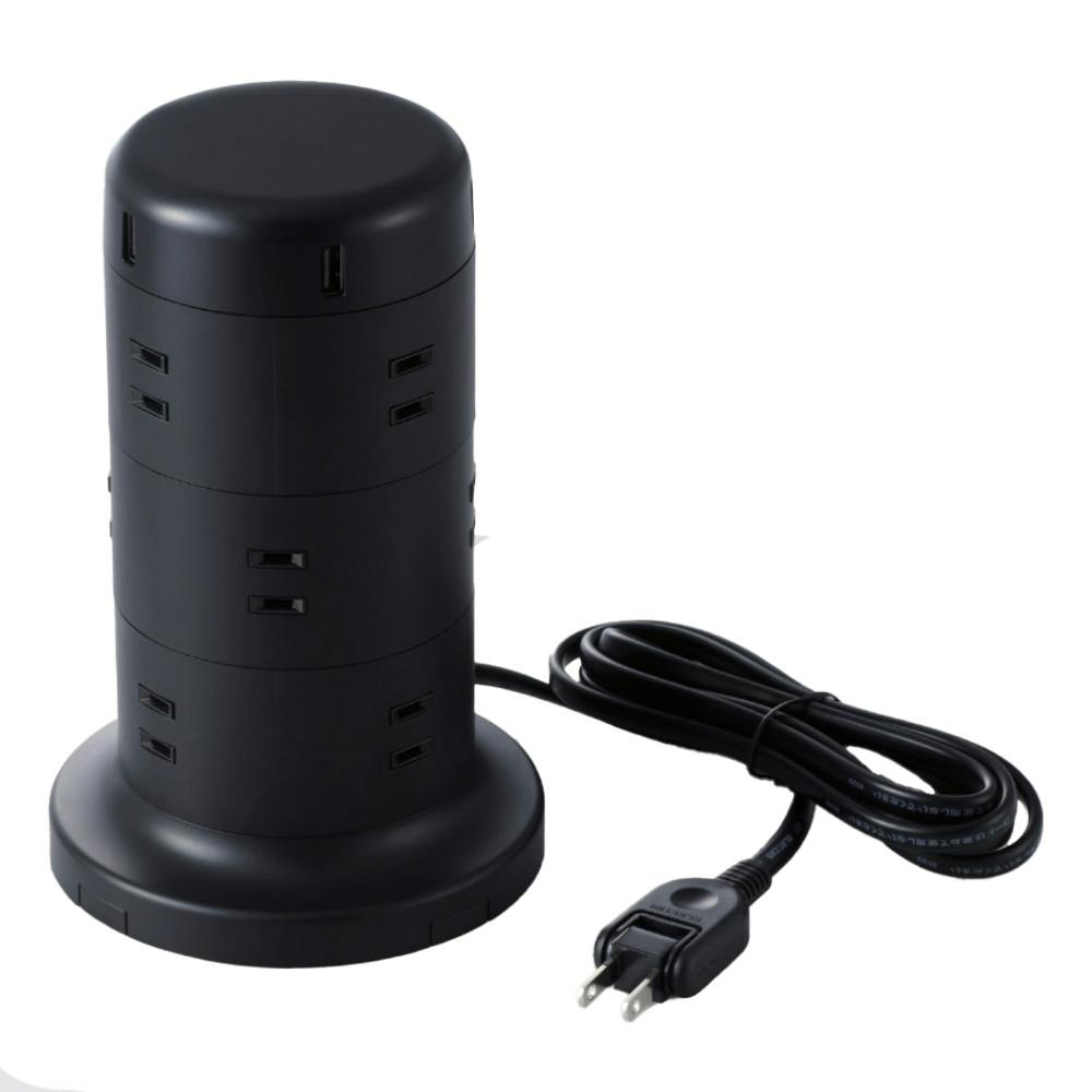 エレコム タワー型12口タップ 2m TT-U02-1220BK 電源ケーブル・延長コード エレコム タワー型12口タップ 2m TT-U02-1220BK 電源ケーブル・延長コード