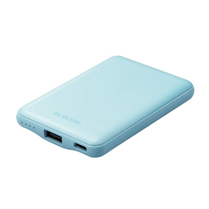 エレコム 薄型コンパクトモバイルバッテリー ブルー 5000mAh/2.4A/Cx1＋Ax1 DE-C37-5000BU