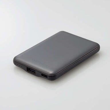 エレコム 薄型コンパクトモバイルバッテリー(5000mAh/2.4A/Cx1＋Ax1) ダークグレー DE-C37-5000DGY