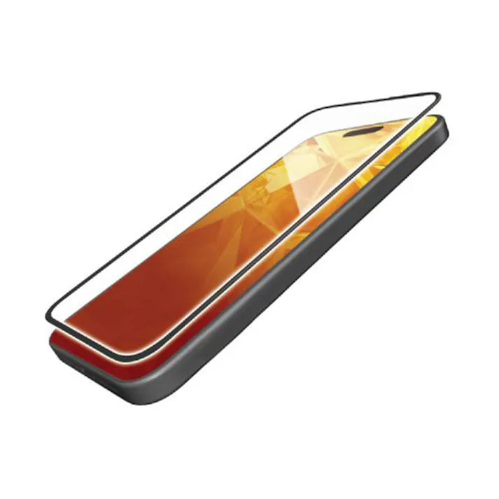 エレコム iPhone 15 ガラスフィルム フレーム付き 高透明 PM-A23AFLGF(販売終了)