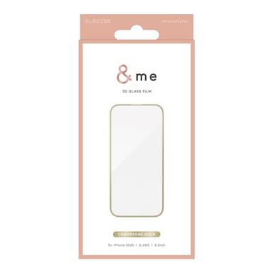エレコム iPhone15 ＆me ガラスフィルム フレーム付き 高透明 シャンパンゴールド PM-A23AFLGFGD