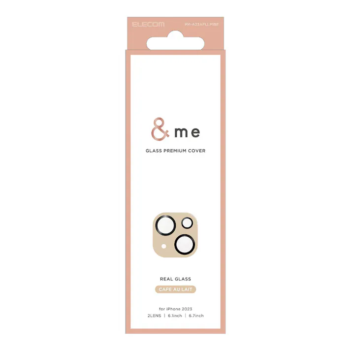エレコム iPhone15/iPhone15 Plus レンズカバー ガラス &me カフェオレ PM-A23AFLLP1BE