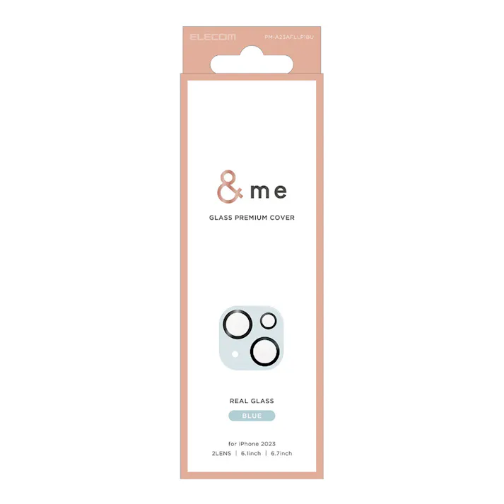 エレコム iPhone15/iPhone15 Plus レンズカバー ガラス &me ブルー PM-A23AFLLP1BU
