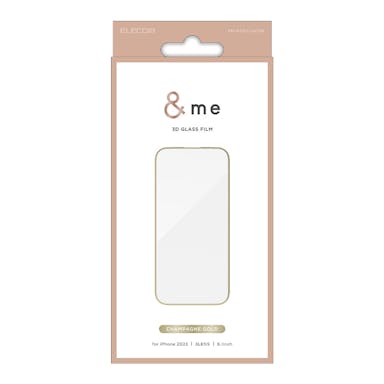 エレコム iPhone15 Pro ＆me ガラスフィルム フレーム付き 高透明 シャンパンゴールド PM-A23CFLGFGD