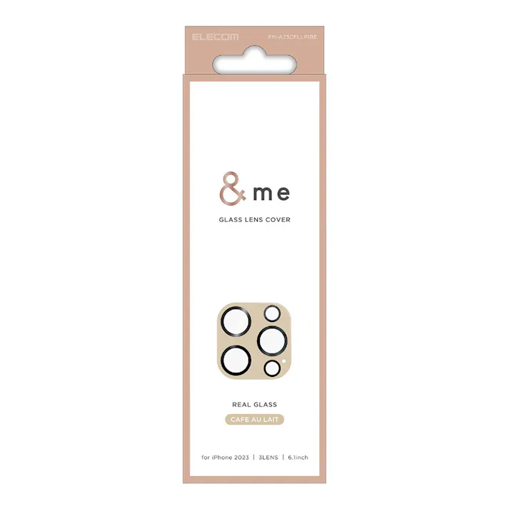 エレコム iPhone15 Pro レンズカバー ガラス &me カフェオレ PM-A23CFLLP1BE
