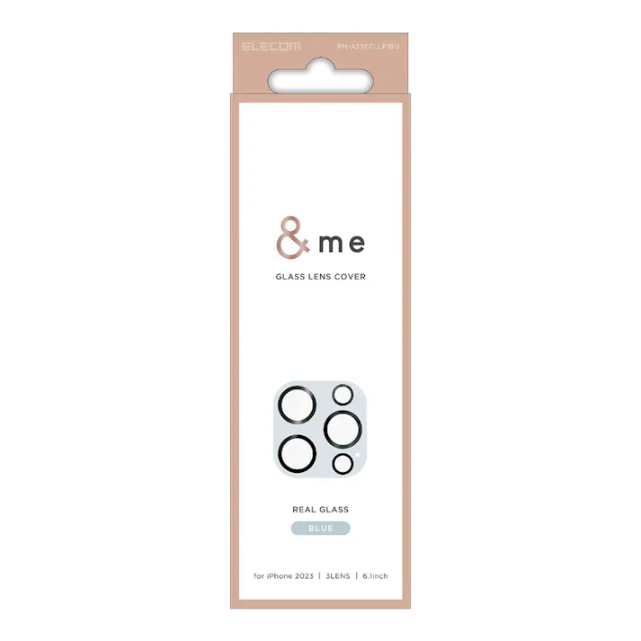 エレコム iPhone15 Pro レンズカバー ガラス &me ブルー PM-A23CFLLP1BU