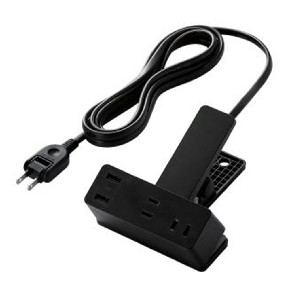 USB-Aポート付きクリップタップ ブラック T-U05-3225BK