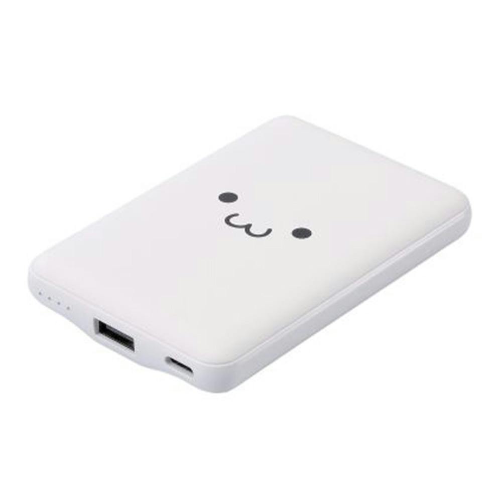 薄型コンパクト モバイルバッテリー (5000mAh/3A/C×1＋A×1) しろちゃん ホワイト×ブラック DE-C45-5000WF