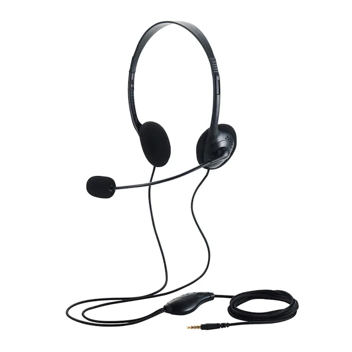 エレコム 両耳小型有線オーバーヘッドセット φ3.mm 4極ミニプラグ HS-HP14STBK