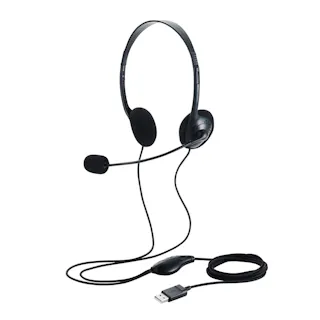 エレコム 両耳小型有線オーバーヘッドセット USB-Aプラグ HS-HP14SUBK