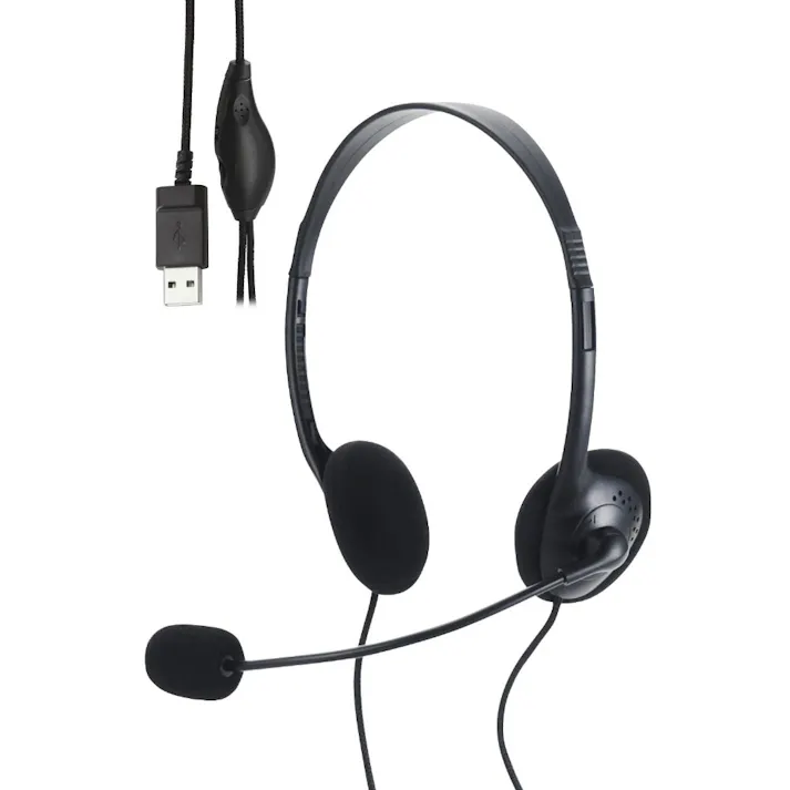 エレコム 両耳小型有線オーバーヘッドセット USB-Aプラグ HS-HP14SUBK