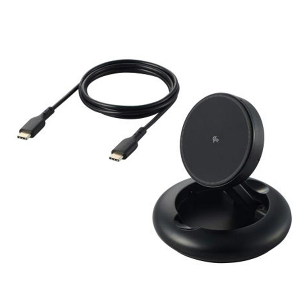 マグネットQi2規格対応 ワイヤレス充電スタンド (15W・折り畳み) ブラック W-MA08BK
