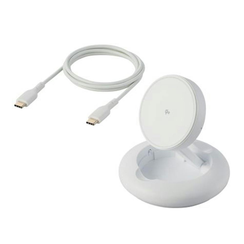 マグネットQi2規格対応 ワイヤレス充電スタンド (15W・折り畳み) ホワイト W-MA08WH
