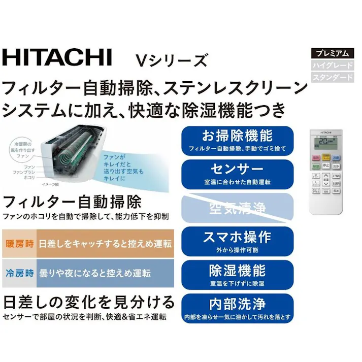 日立 エアコン 白くまくん Vシリーズ 6畳 スターホワイト RAS-V22