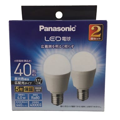パナソニック LED電球 小型電球タイプ 広配光タイプ 4.0W 2個セット昼光色相当 LDA4DGE17ESW2T(販売終了)