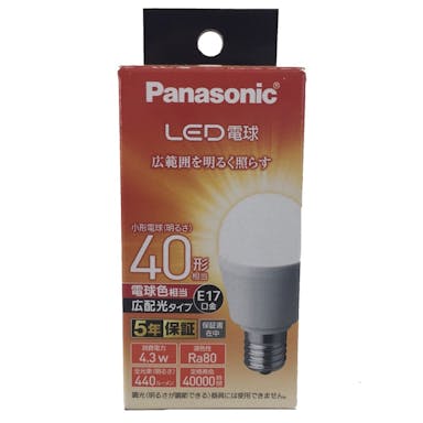 パナソニック LED電球 広配光タイプ 40形 電球色相当 LDA4LGE17E(販売終了)