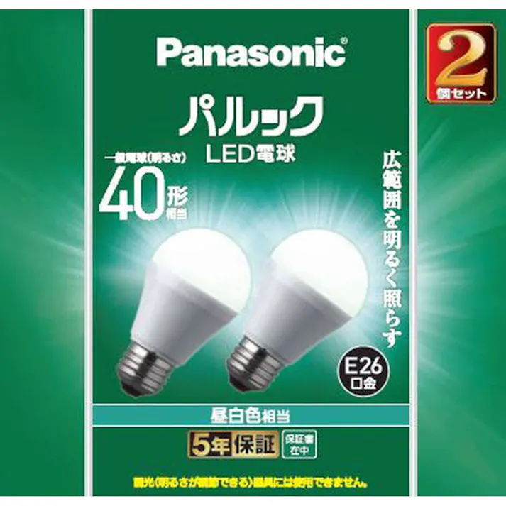 パルック LED電球 広配光 昼白色相当 40形 2個セット LDA4NGK42T
